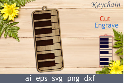Keychain with piano keys svg, Engraving file
