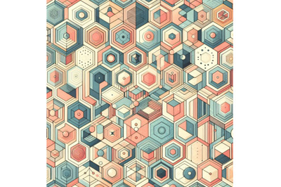 Abstract summer hexagon shapes seamless pattern