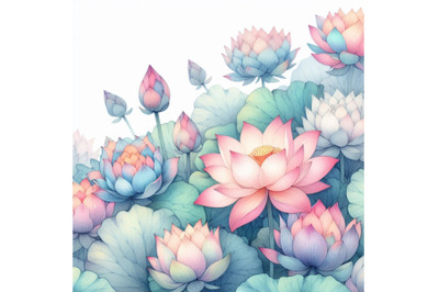 Lotus flower pattern. watercolor