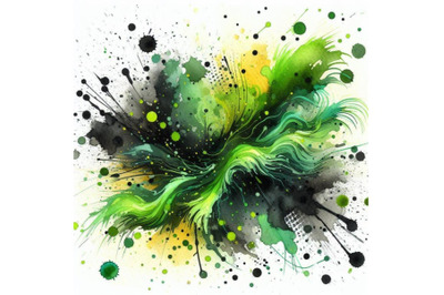 A green paint splatter