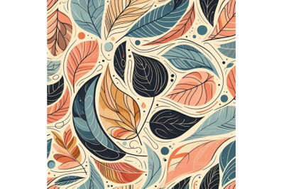 Abstract seamless pattern of autumn leaf&2C; fluid shapes&2C;