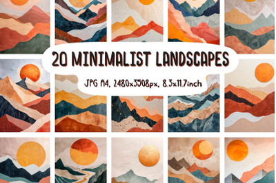 20 Minimalistic landscapes posters\cards