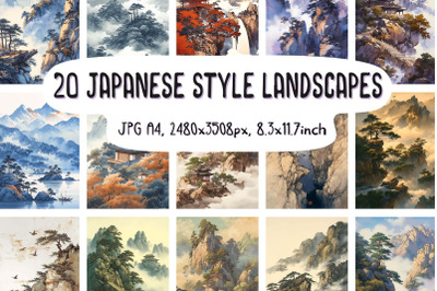 20 Japanese style landscape posters\cards