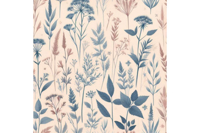 Watercolor meadow weeds and herbs seamless pattern