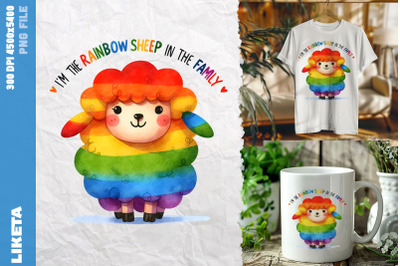 Rainbow Sheep Family Member Art