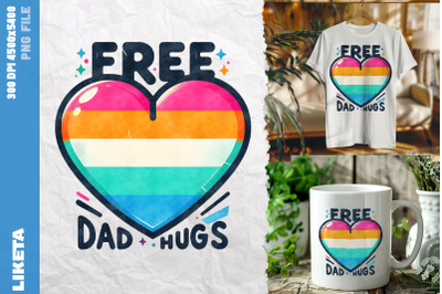 Free Dad Hugs Rainbow Heart