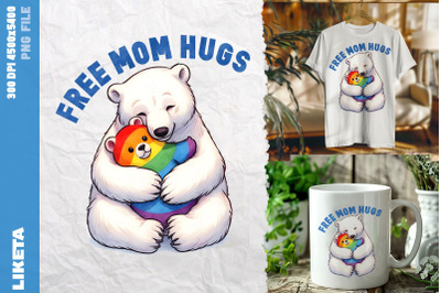 Free Mom Hugs Rainbow Bear