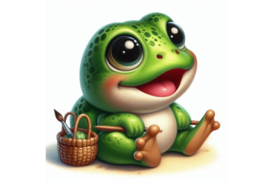 a cute little happy frog (side view)