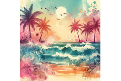 Abstract summer beach background. Art illustration wit