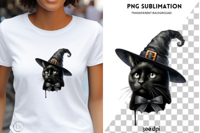 Halloween Black Cat PNG Design, Digital Crafting File, Sublimation Pri