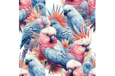 Watercolor Australian Cockatoo seamless pattern