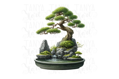 Bonsai Tree Sublimation Print, PNG Digital Downloads for Crafting, Bot