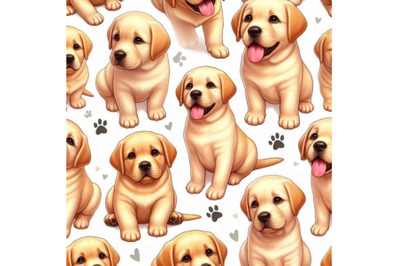 Labrador retriever puppy seamless pattern