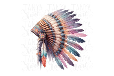 Digital Indian Headdress PNG, Native Owned Sublimation Print for Craft