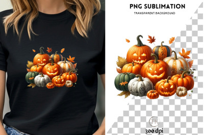 Watercolor Pumpkin, Halloween Design, Sublimation File, Fall Vibes Pum