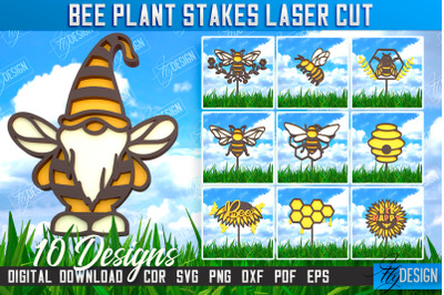 Honey Bee Garden Stake Bundle | Plant Stakes | Lawn Stake |CNC