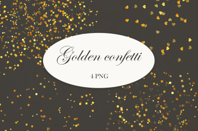 Gold Glitter. Confetti background. Sparkler clipart