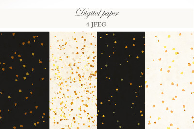 Digital paper with gold glitter