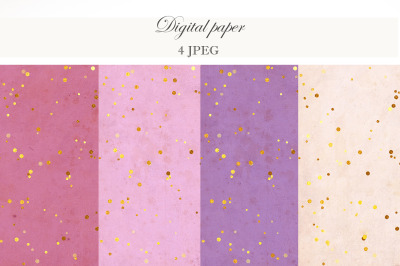 Confetti background. Vintage Digital paper gold glitter