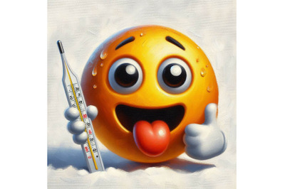 a sick emoticon with a thermometer