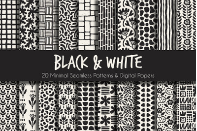 Black &amp;amp; White Minimal Seamless Patterns