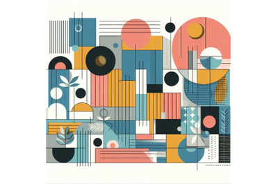 Abstract geometric poster in modern mid century style