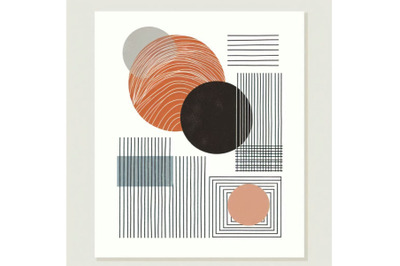 Abstract geometric poster in modern mid century style. Minima