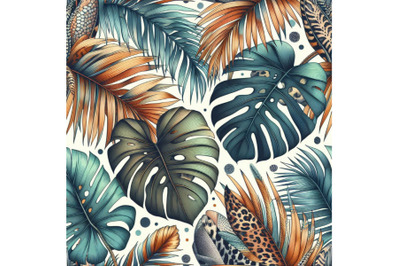 Abstract tropical floral seamless pattern hand drawn palm&2C; mon