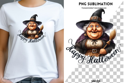 Fat Old Witch PNG Designs&2C; Halloween Printable for Card Making&2C; Crafti