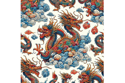 Chinese Dragon seamless pattern. Asian dragon illustration