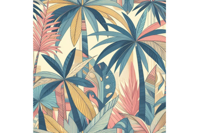 Abstract colorful palm trees seamless pattern