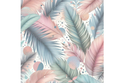 Artistic watercolor palm leaves&2C; pastel colored confetti seamle