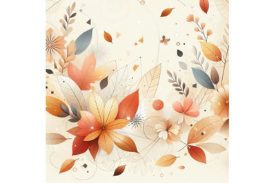 Autumn background falling leaves&2C; flowers&2C; geometrical eleme