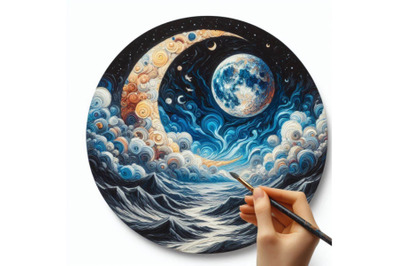 Hand drawn moon