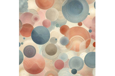 Abstract watercolor textured circles seamless patt