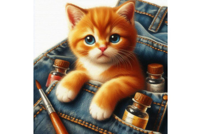 a cute orange cat in a pocket