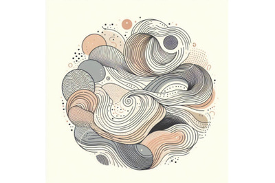 Abstract curve shape background with doodle, mi