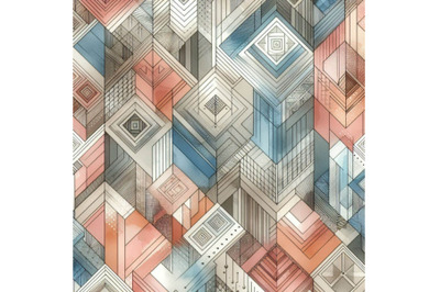 Abstract geometric watercolor seamless pattern