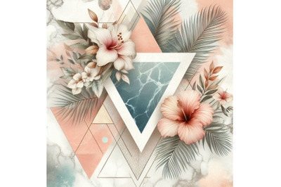 Abstract grunge and marble triangles with tropical