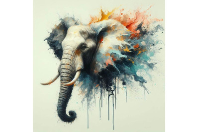 Abstract splash art poster of elephant hea