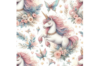 Watercolor unicorn seamless pattern