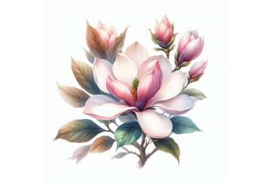 Watercolor with Magnolia flower