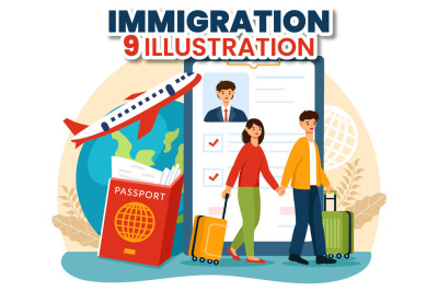 9 Immigration Vector Illustration