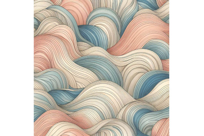 Waves, curves, curled lines seamless pattern