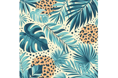 Cool tropical leaves and cartoon leopard camo