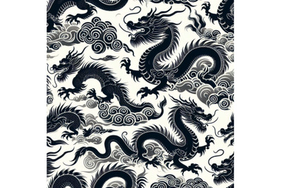 Chinese Dragon seamless pattern. Asian dragon illustration