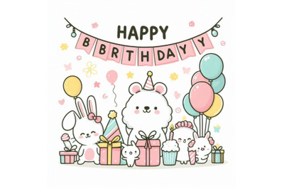 Cute Happy birthday card design