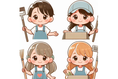 cute kids volunteers