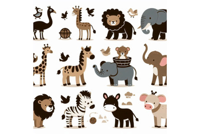 Cute safari animals collection