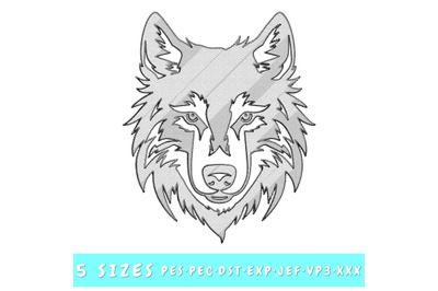 Wolf Embroidery Design, 5 Sizes, Wolf PES, Pec, Dst, Exp, Jef, Vp3